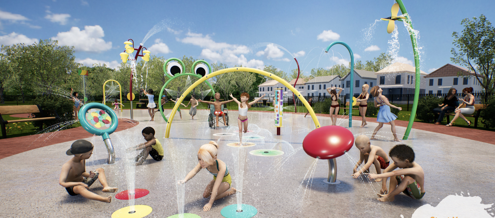 Imatge pels mitjans: Zones de joc d&#39;aigues als parcs: Parc de casa Sagnier.