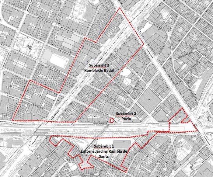 Mapa on s'indica els diferents àmbits d'aquest MPGM