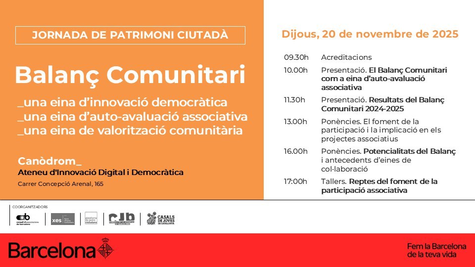 Imatge del targetó de la Jornada de Patrimoni Ciutadà: el Balanç Comunitari